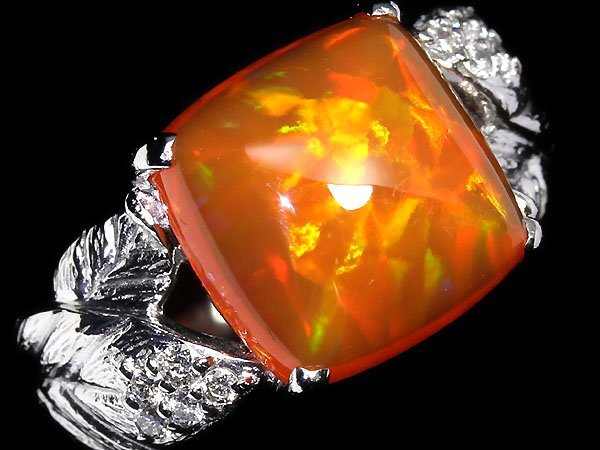 GI11348T【1円～】新品仕上【RK宝石】≪opal≫ 京セラ クレサンベール 極上ファイアオパール 2.7ct 極上ダイヤモンド K18WG 高級リングの画像4