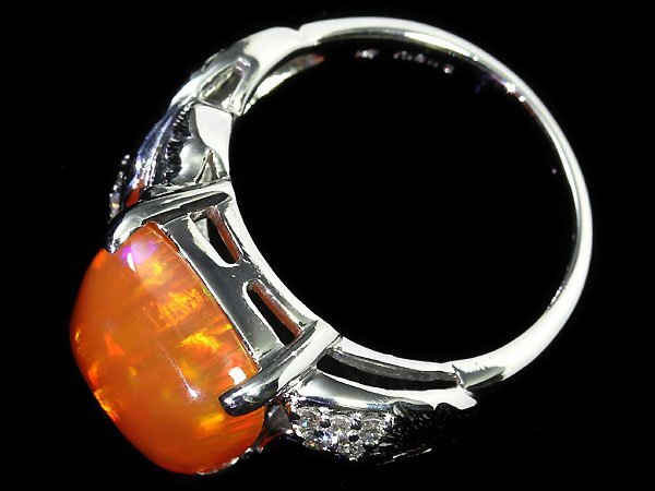 GI11348T【1円～】新品仕上【RK宝石】≪opal≫ 京セラ クレサンベール 極上ファイアオパール 2.7ct 極上ダイヤモンド K18WG 高級リングの画像5