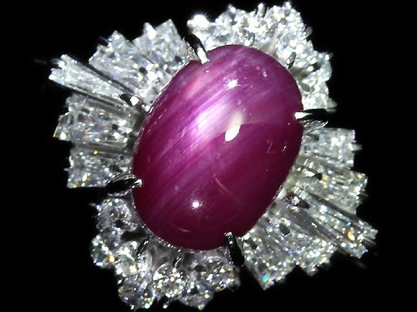 UZ11395T【1円～】新品【RK宝石】《Star Ruby》天然非加熱スタールビー 大粒4.14ct! 極上ダイヤモンド 総計0.96ct Pt900 高級リング ダイヤ_画像1