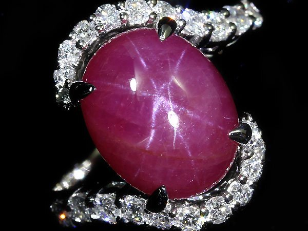 MM11293S【1円～】新品【RK宝石】《Star Ruby》天然非加熱スタールビー 大粒4.904ct 極上ダイヤモンド 0.51ct Pt900 高級リング ダイヤの画像2