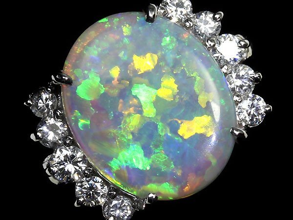 KV11269SS【1円～】新品【RK宝石】≪opal≫ 魅惑の遊色!! 極上オパール 大粒1.9ct!! 極上ダイヤモンド Pt900 高級リング ダイヤの画像1