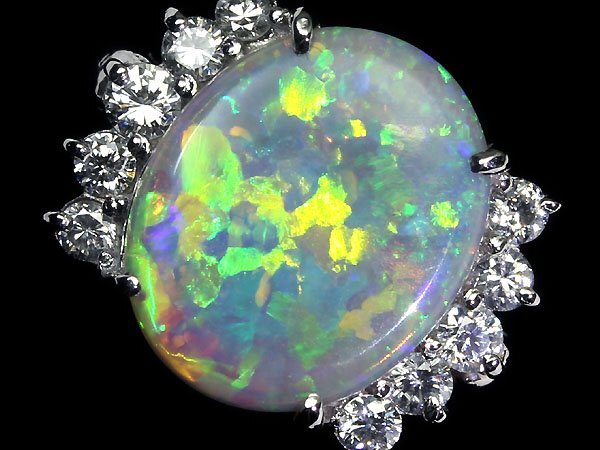 KV11269SS【1円～】新品【RK宝石】≪opal≫ 魅惑の遊色!! 極上オパール 大粒1.9ct!! 極上ダイヤモンド Pt900 高級リング ダイヤの画像3