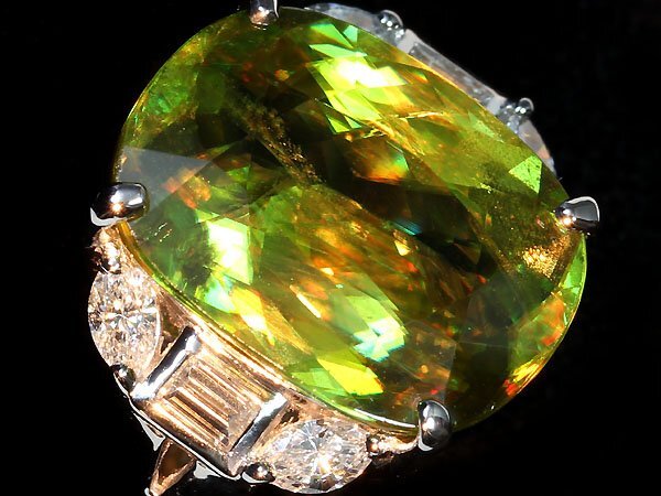 VZL11322S【1円～】新品【RK宝石】《Sphene》超希少! 極上スフェーン 超特大11.33ct! 極上ダイヤモンド 0.63ct Pt900 超高級リング ダイヤの画像2