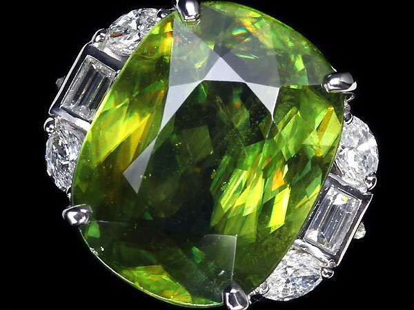 VZL11322S【1円～】新品【RK宝石】《Sphene》超希少! 極上スフェーン 超特大11.33ct! 極上ダイヤモンド 0.63ct Pt900 超高級リング ダイヤの画像1