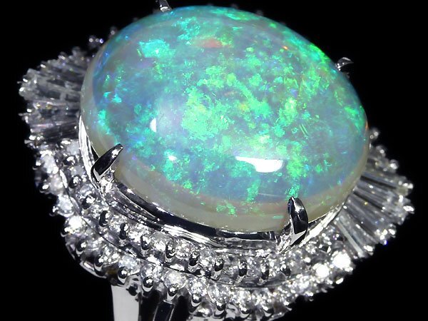 UL11287S【1円～】新品【RK宝石】≪opal≫ 豪華絢爛!! 天然オパール 特大5.46ct!! 極上ダイヤモンド 総計0.71ct Pt900 高級リング ダイヤの画像4