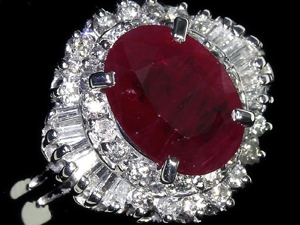 UV11335S【1円～】新品【RK宝石】≪RUBY≫ 濃厚ルビーレッドの輝き!! 上質ルビー 大粒1.59ct!! 極上ダイヤモンド Pt900 高級リング ダイヤの画像2