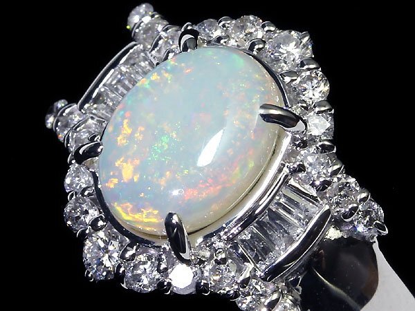 MO11333S【1円～】新品【RK宝石】≪opal≫ 神秘の宝石!! 上質オパール 大粒1.00ct!! 極上ダイヤモンド 総計0.5ct K18WG 高級リング ダイヤの画像2