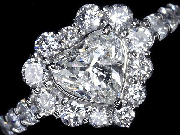 IVL11234SS【1円～】新品【RK宝石】《Diamond》ハートシェイプ 極上ダイヤモンド 特大1.018ct 極上脇石ダイヤ 0.94ct Pt950 超高級リング_画像1