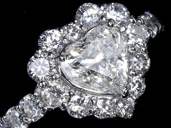 IVL11234SS【1円～】新品【RK宝石】《Diamond》ハートシェイプ 極上ダイヤモンド 特大1.018ct 極上脇石ダイヤ 0.94ct Pt950 超高級リングの画像2