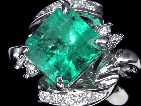 ZL11372T[1 jpy ~] new goods [RK gem ]{Emerald} beautiful teli gloss!! finest quality emerald extra-large 3.574ct!! finest quality diamond Pt900 super high class ring diamond 