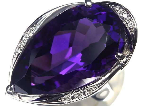 UL11416D【1円～】新品【RK宝石】≪Amethyst≫ 妖艶な輝き!! 極上アメジスト 超特大21.75ct! 極上ダイヤモンド Pt900 高級リング ダイヤの画像1