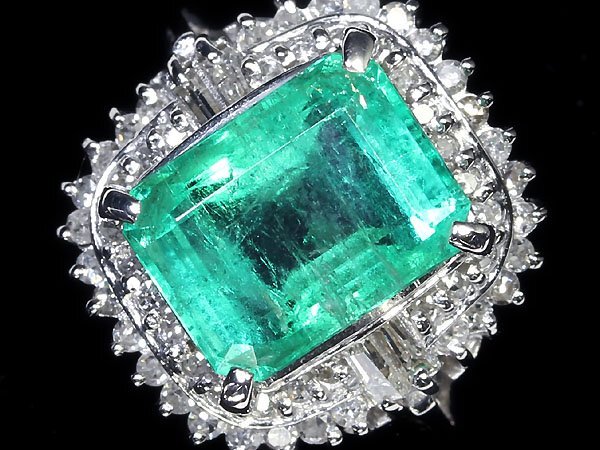 UM11305S【1円～】新品【RK宝石】≪Emerald≫ 瑞々しい輝き!! 極上エメラルド 大粒2.464ct! 上質ダイヤモンド Pt900 高級リング ダイヤの画像1