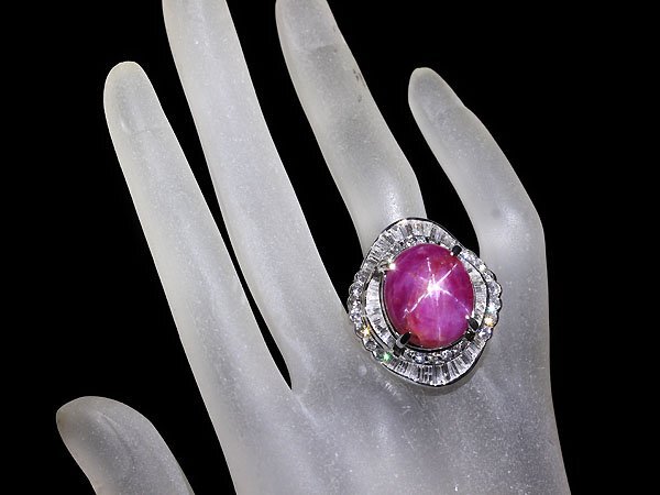 VII11116T【1円～】新品【RK宝石】《Star Ruby》天然非加熱スタールビー 超特大18.8ct 極上ダイヤモンド 3.25ct Pt900 超高級リング ダイヤの画像8