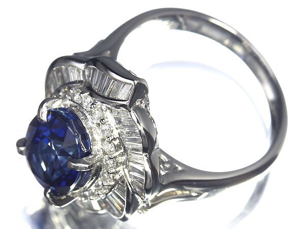 RL11421SS【1円～】新品【RK宝石】≪Sapphire≫ 豪華!! 極上サファイア 特大3.88ct 極上ダイヤモンド 総計0.91ct Pt900 高級リング ダイヤの画像3