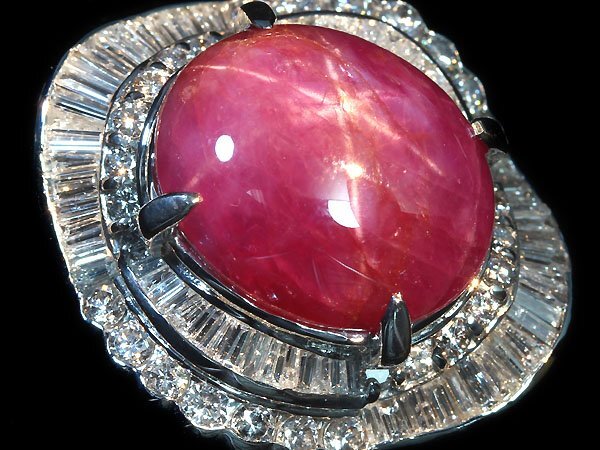 VII11116T【1円～】新品【RK宝石】《Star Ruby》天然非加熱スタールビー 超特大18.8ct 極上ダイヤモンド 3.25ct Pt900 超高級リング ダイヤ_画像4