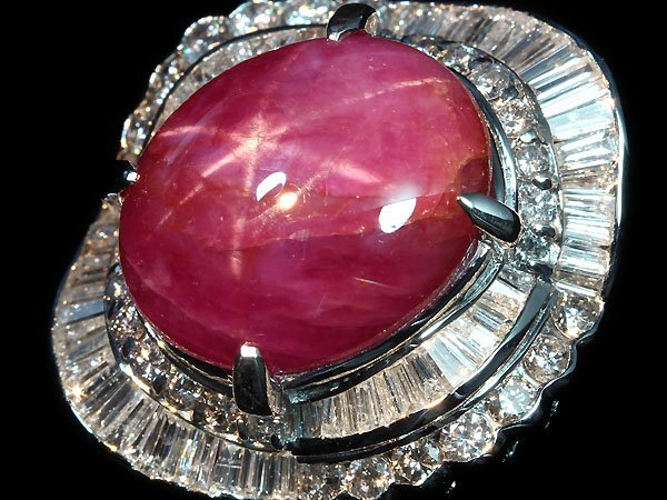 VII11116T【1円～】新品【RK宝石】《Star Ruby》天然非加熱スタールビー 超特大18.8ct 極上ダイヤモンド 3.25ct Pt900 超高級リング ダイヤの画像2