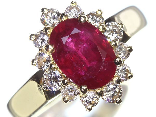 KL11216T【1円～】新品仕上【RK宝石】《Ruby》濃厚ルビーレッド!! 極上ルビー 大粒1.55ct!! 極上ダイヤモンド K18 高級リング ダイヤの画像2