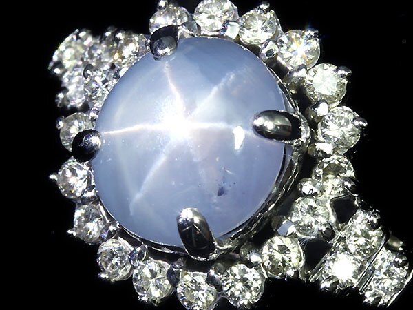 KG11460T【1円～】新品【RK宝石】≪Star Sapphire≫ 上質非加熱スターサファイア 大粒5.31ct! 極上ダイヤモンド K18WG 高級リング ダイヤの画像4