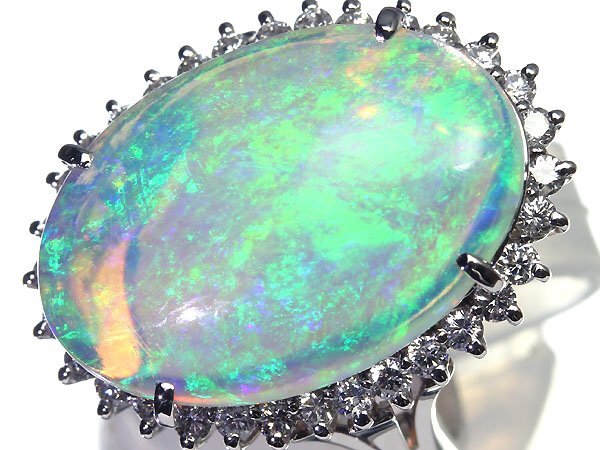 UU11334S【1円～】新品【RK宝石】≪opal≫ 神秘の宝石!! 極上オパール 特大6.75ct! 極上ダイヤモンド 総計0.61ct Pt900 高級リング ダイヤの画像5