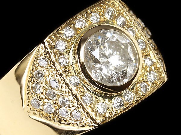 VKL11478T[1 jpy ~] new goods [RK gem ]{Diamond} fine quality diamond extra-large 1.12ct!! finest quality side stone diamond K18 super high class signet ring diamond 