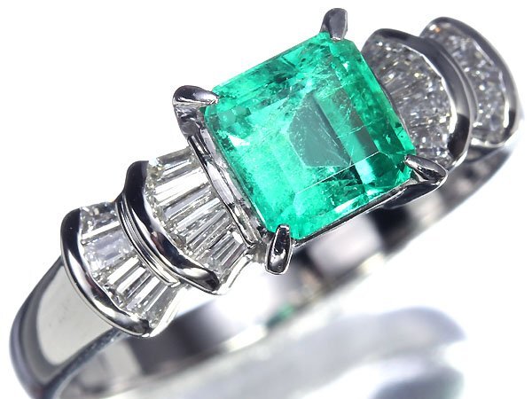 OR11397T【1円～】新品【RK宝石】≪Emerald≫ 美しいテリ艶!! 極上エメラルド 大粒0.97ct 極上ダイヤモンド Pt900 高級リング ダイヤ