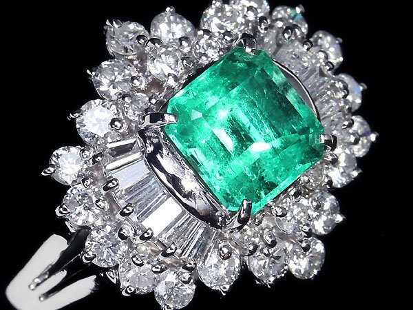GL11047S[1 jpy ~] new goods [RK gem ]{Emerald} gorgeous ..!! finest quality emerald large grain 1.3ct finest quality diamond total total 0.93ct Pt900 high class ring diamond 