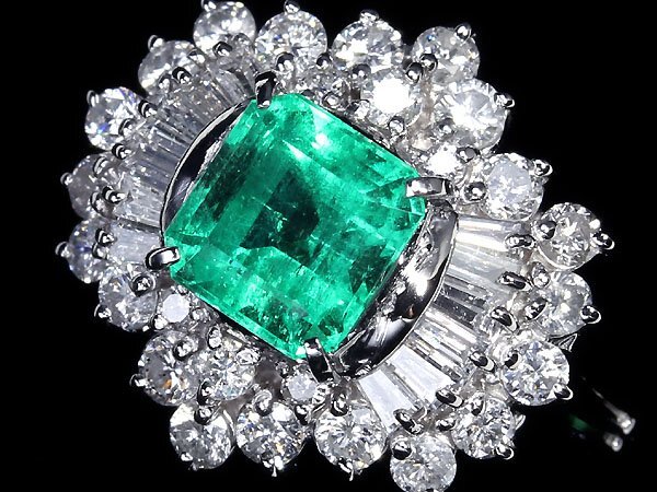 GL11047S[1 jpy ~] new goods [RK gem ]{Emerald} gorgeous ..!! finest quality emerald large grain 1.3ct finest quality diamond total total 0.93ct Pt900 high class ring diamond 