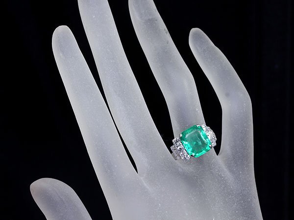 IUK11465T【1円～】新品【RK宝石】超希少 コロンビア産 VIVID GREEN Minor 極上エメラルド 特大3.4ct 極上ダイヤモンド Pt900 超高級リングの画像6