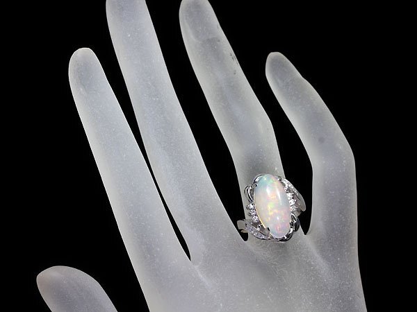 MV11470T【1円～】新品【RK宝石】≪opal≫ 魅惑の遊色!! 極上オパール 大粒5.55ct!! 極上ダイヤモンド Pt900 高級リング ダイヤ_画像6