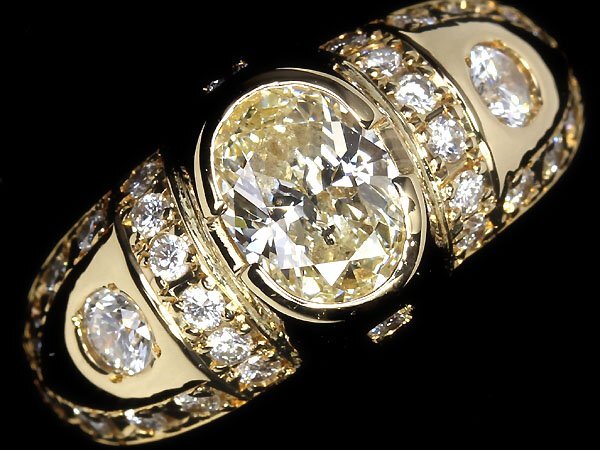 IUM10941SS[ распродажа ] новый товар [RK драгоценнный камень ]SI-2 первоклассный желтый бриллиант очень большой 1.071ct!! первоклассный бок камень diamond общий итого 0.723ct K18 супер высококлассный кольцо diamond 