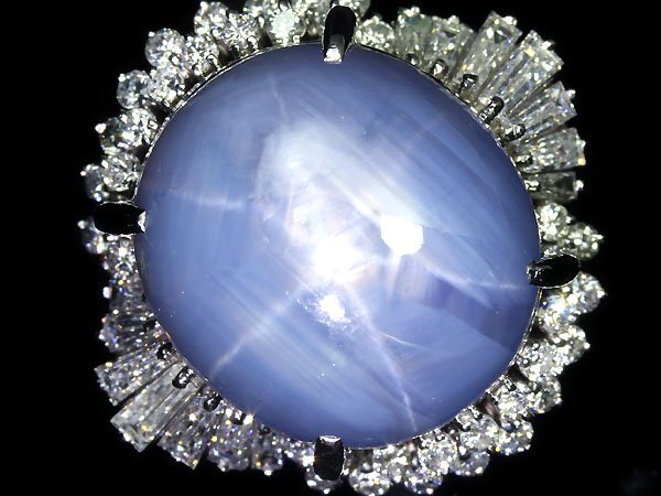 VIU11126T【売り切り】新品仕上【RK宝石】上質非加熱スターサファイア 超特大49.4ct 極上ダイヤモンド 2.04ct Pt900 超高級リング ダイヤの画像3