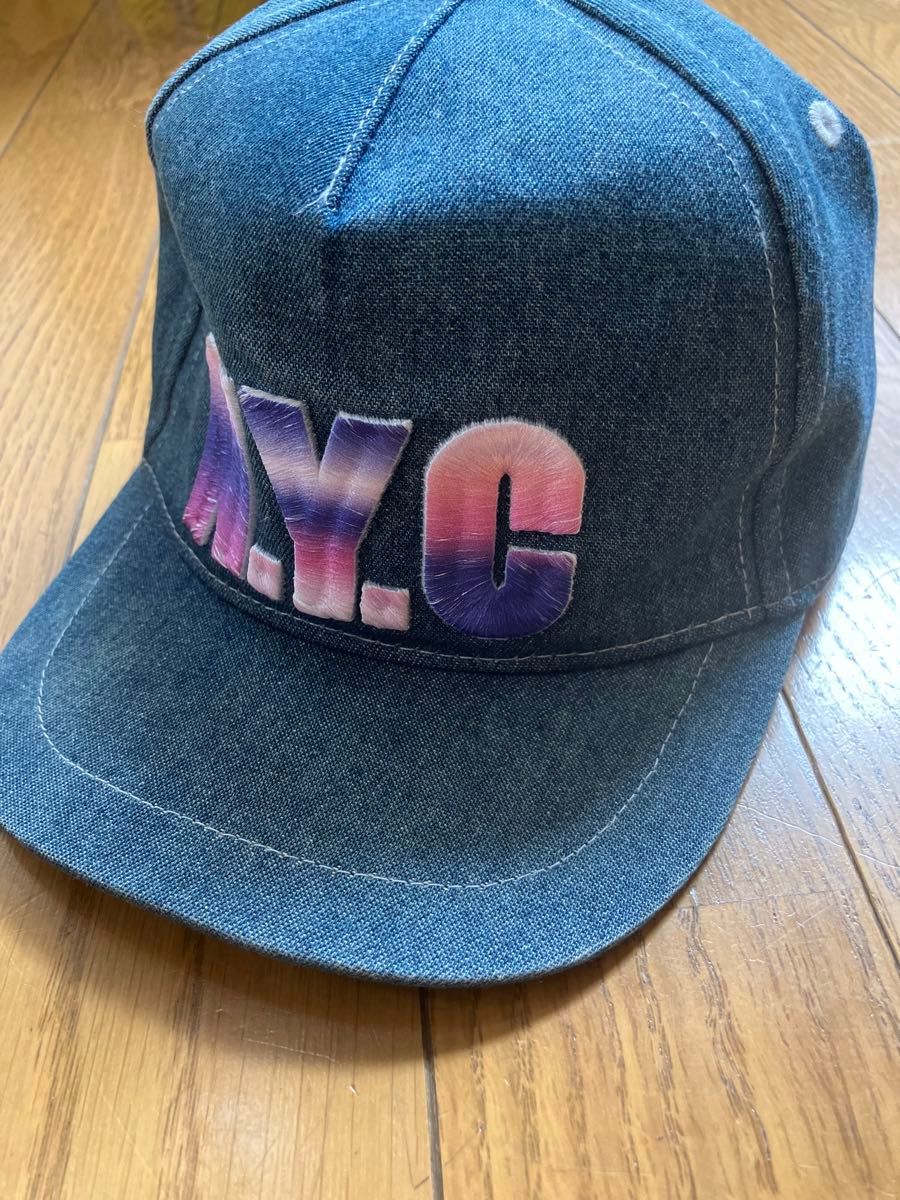 キャップ Cap NYC ロゴ　デニム　キッズ　女の子　男の子　子供　野球帽　帽子　夏　熱中症　