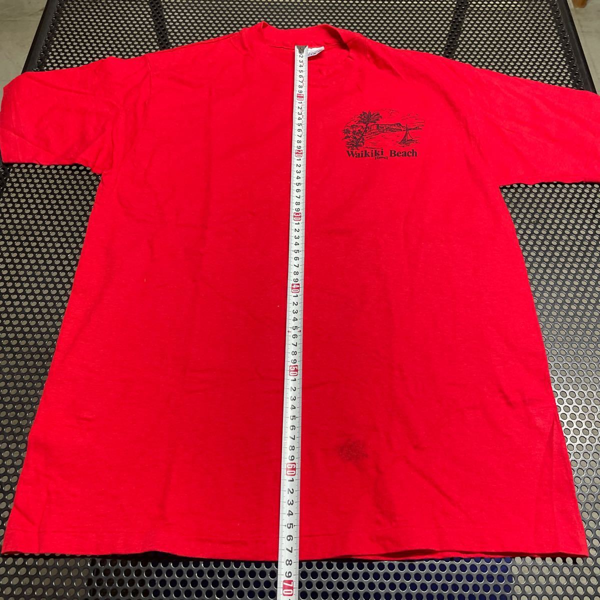 USA製 ヘインズ HANES 80s 90s 半袖 プリント Tシャツ 赤 レッド Lサイズ ビンテージ vintage オールド 着用回数少ないですが 汚れありの画像7