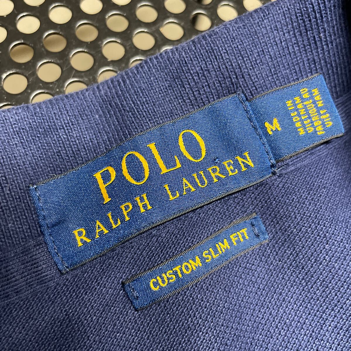 ラルフローレン Ralph Lauren 半袖 ポロシャツ 紺 ネイビー Mサイズ 洗濯シワあり POLO RALPH LAUREN 紺色 の画像9