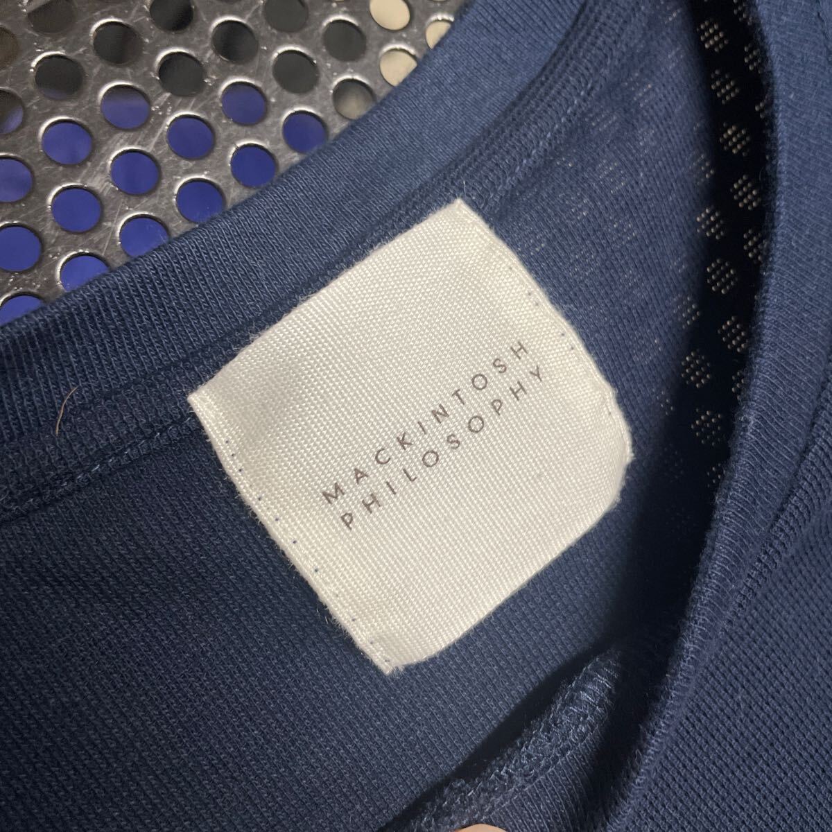 Mackintosh マッキントッシュ 半袖 Tシャツ 紺 ネイビー 40サイズ 洗濯ジワあり 三陽商会_画像1