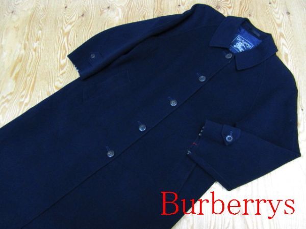 ★バーバリー Burberry★裏ノバチェック レディース カシミヤ混 ウールステンカラーコート ネイビー★R60407012Bの画像1