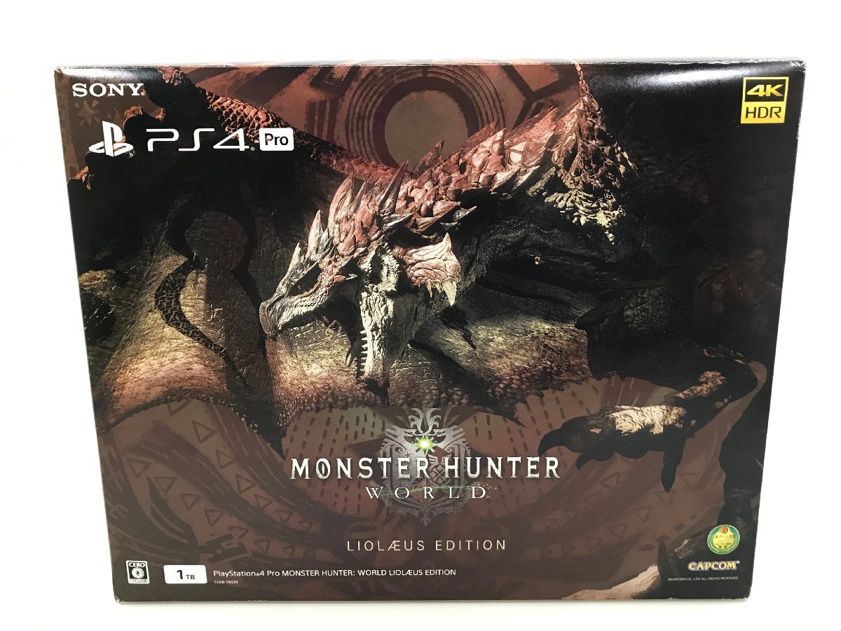 【TAG・現状品】(2)★1円～★PS4 Pro本体 MONSTER HUNTER：WORLD LIOLAEUS EDITION★動作OK★欠品/スティック不良有 033-240416-YK-18-TAG