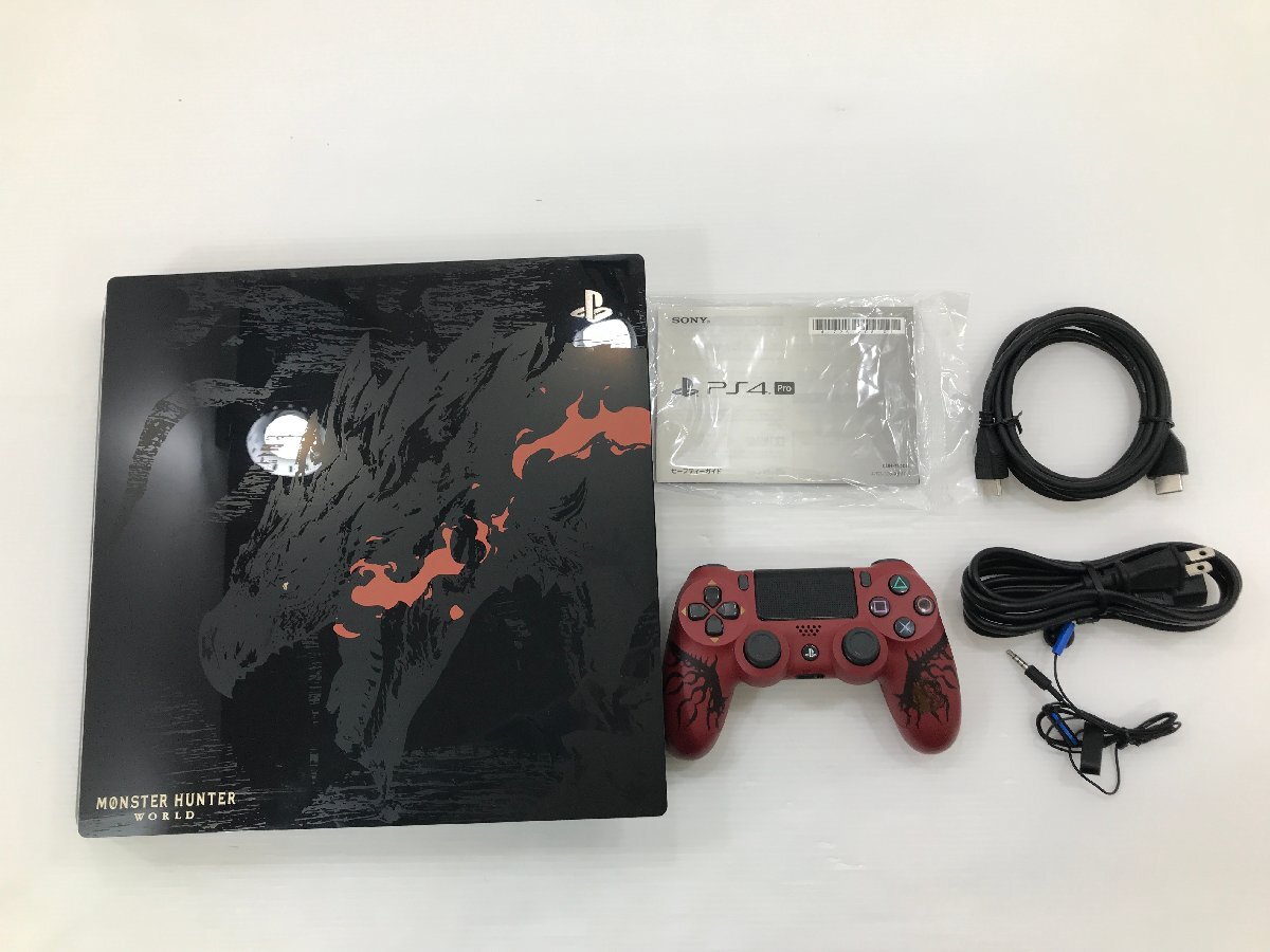 【TAG・現状品】(2)★1円～★PS4 Pro本体 MONSTER HUNTER：WORLD LIOLAEUS EDITION★動作OK★欠品/スティック不良有 033-240416-YK-18-TAG