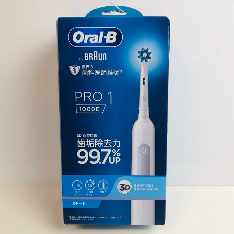 ICH【未使用品】 Braun Oral-B ブラウン オーラルB PRO1 1000E ホワイト D305.513.3 WT 電動歯ブラシ 〈106-240412-aa2-ICH〉の画像1