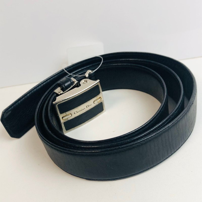 ICH[ secondhand goods ] Christian Dior Dior belt leather black silver metal fittings (199-240426-aa5-ICH)