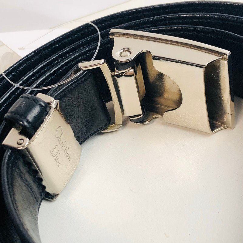 ICH[ secondhand goods ] Christian Dior Dior belt leather black silver metal fittings (199-240426-aa5-ICH)