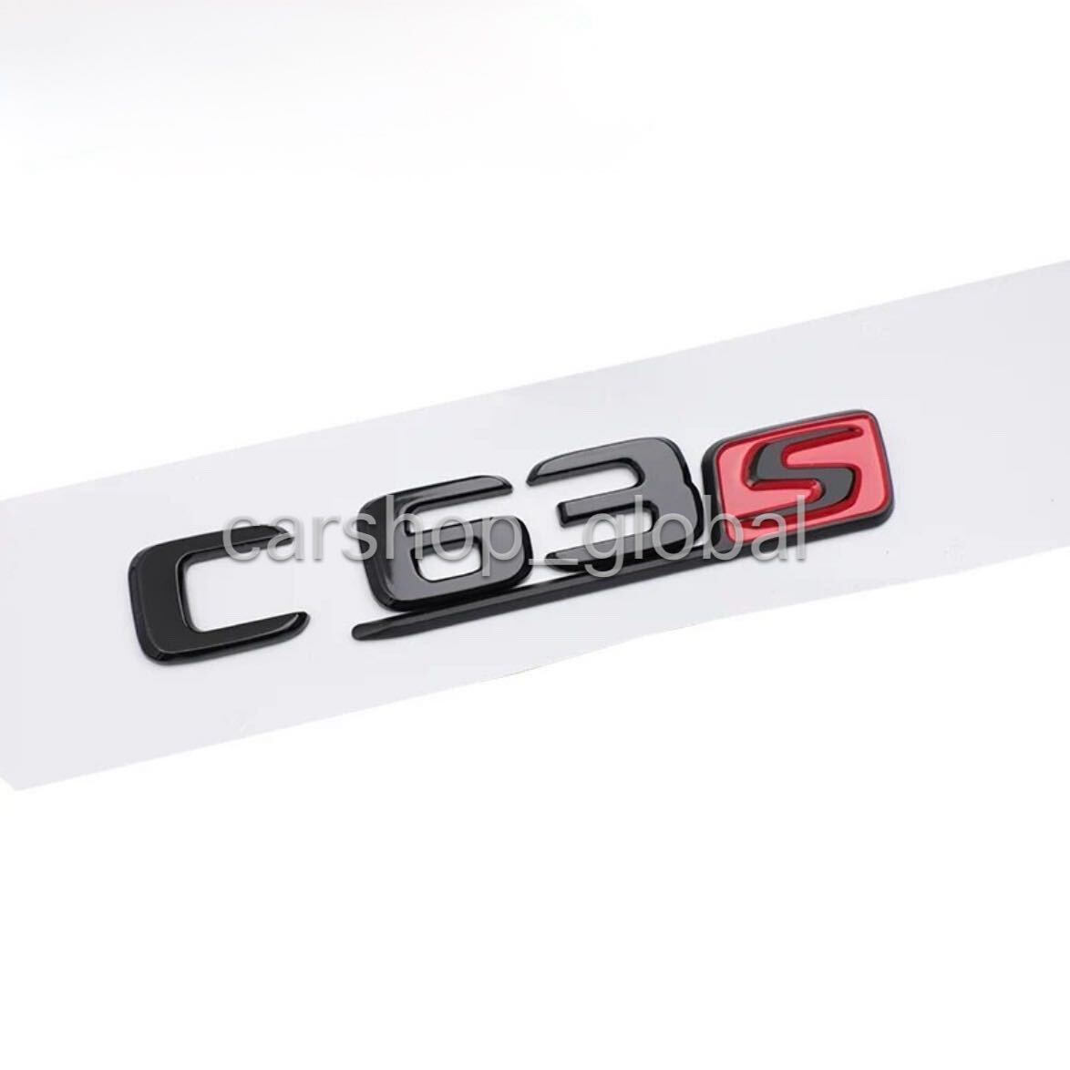 ベンツ Cクラス C63S リア トランクエンブレム グロスブラック×Sグロスブラックレッド ステッカー フラット文字 W205/S205/C205/W204/AMG_画像1