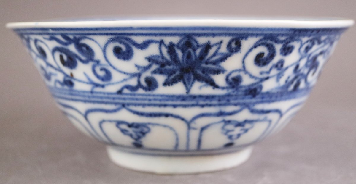 【GTS】中国明・古染付宝相華文平茶碗16～17世紀の画像8