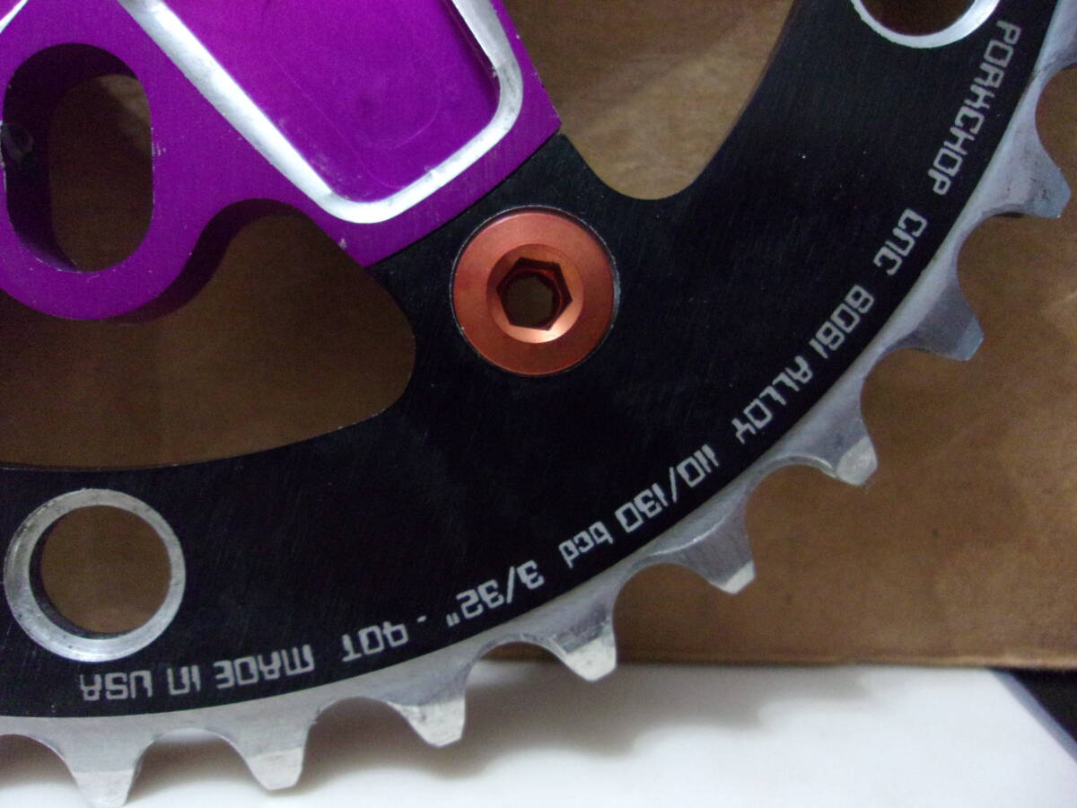 USA製 PORKCHOP 40T チェーンリング スプロケット 紫パープルアルマイトスパイダー 1pc 1ピース 自転車バイクサイクルパーツ部品 BMX MTBの画像4