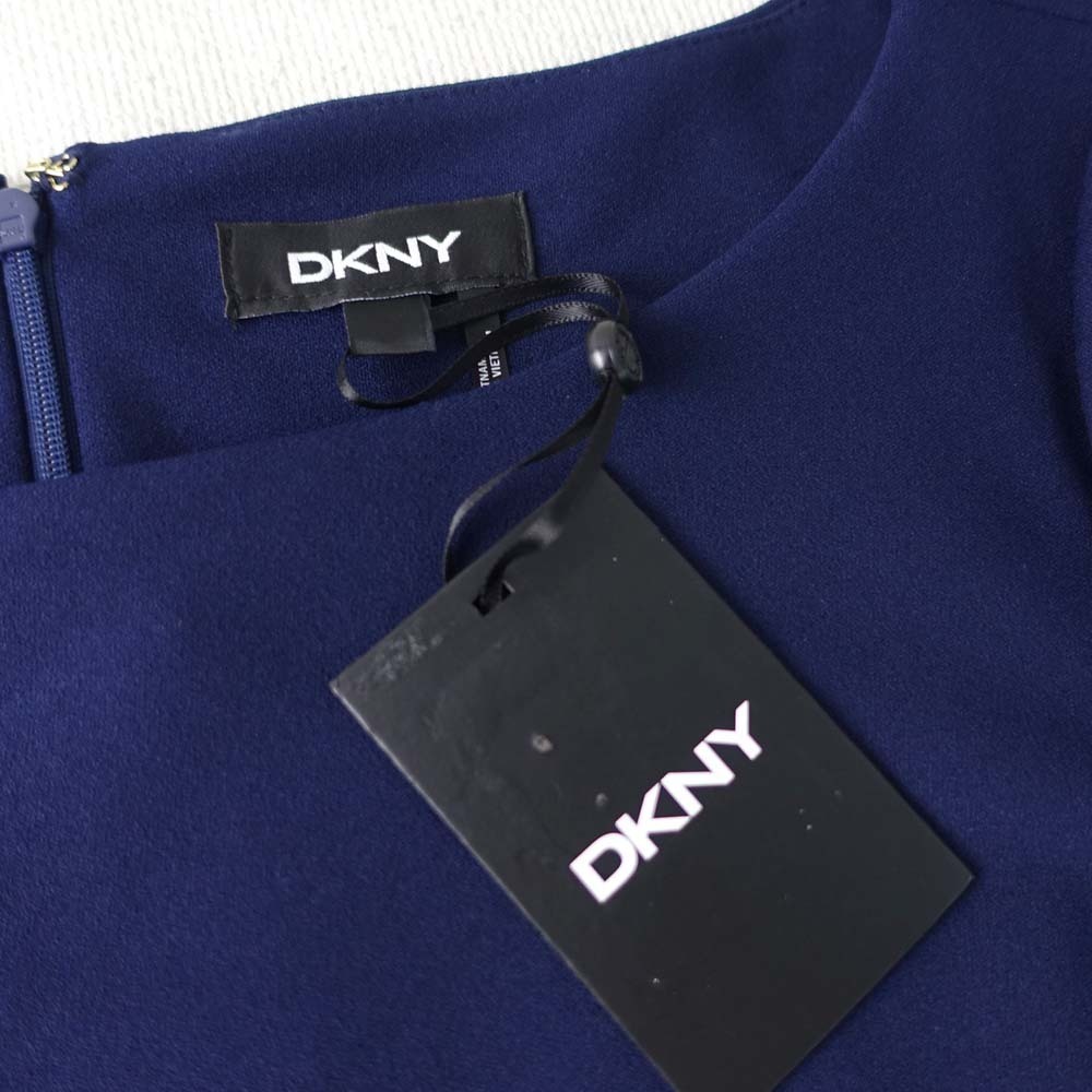 新品 DKNY 12/17号 ダナキャラン 紺 ベルスリーブ ワンピース パーティドレス 七分袖 大きいサイズ 結婚式 二次会 フォーマル 凛30W1003_画像6