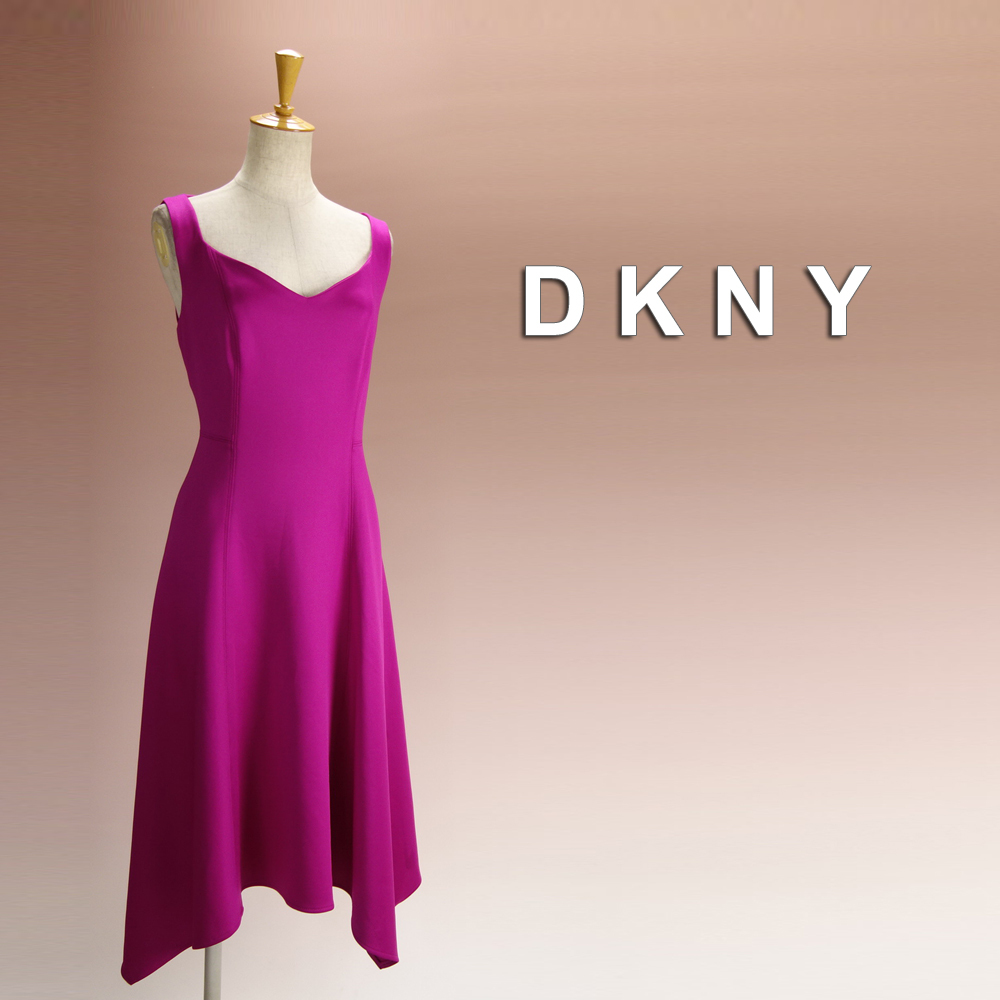 新品 DKNY 8/13号 ダナキャラン ローズピンク Aライン ワンピース パーティドレス 結婚式 二次会 フォーマル お呼ばれ 発表会 輝38W1506の画像1