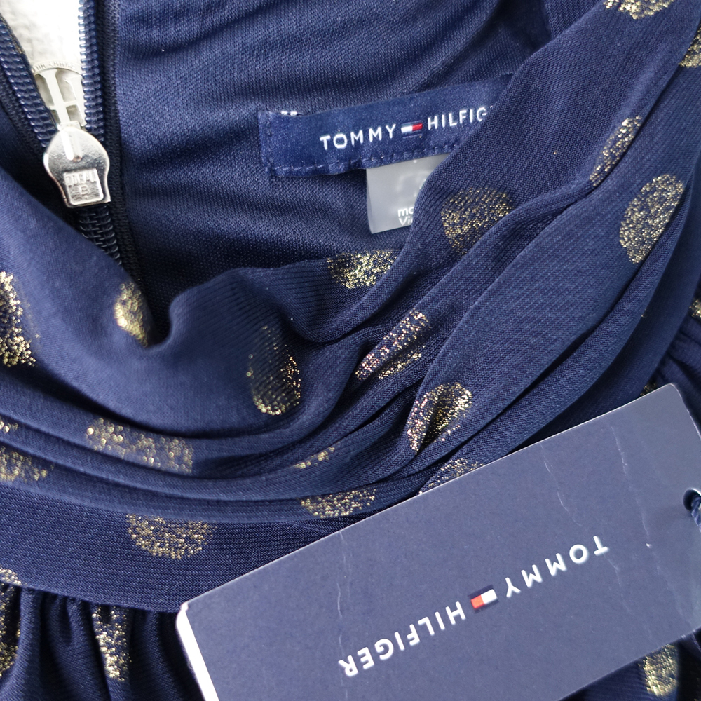  новый товар Tommy Hilfiger 10/15 номер темно-синий Gold полька-дот One-piece вечернее платье свадьба 2 следующий . формальный . называется презентация блестящий 42W1702