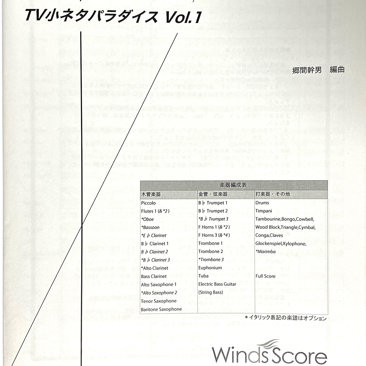 吹奏楽譜 TV小ネタパラダイスVol.1 状態良好 音源付き ウィンズスコア 送料無料の画像2