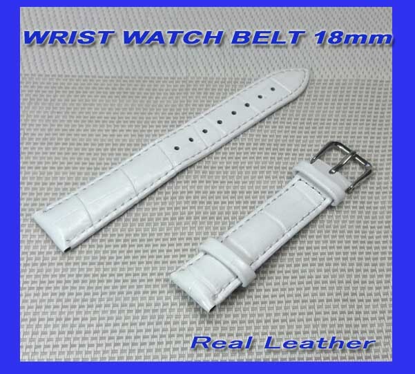 クロコダイル革ベルト・本牛革・腕時計ベルト 交換用ベルト/クロコ型/幅18ｍｍ新品即決！白。ホワイト♪クロコ調_画像1