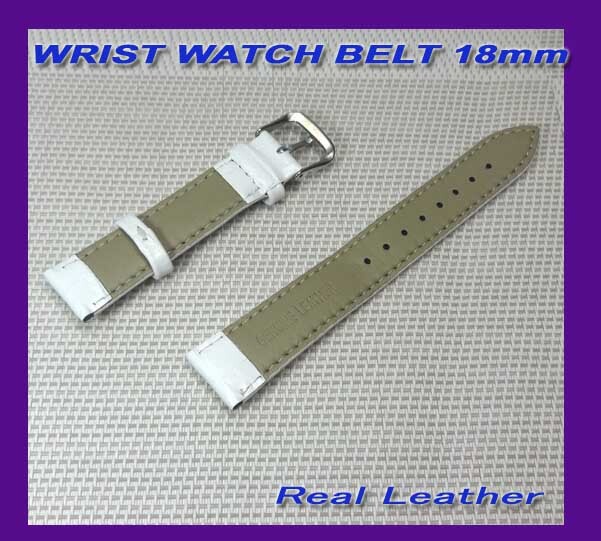 クロコダイル革ベルト・本牛革・腕時計ベルト 交換用ベルト/クロコ型/幅18ｍｍ新品即決！白。ホワイト♪クロコ調_画像2